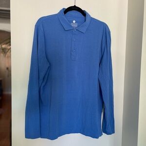 Solbari || Men's Blue Long Sleeve Polo Shirt UPF 50+ || Size L